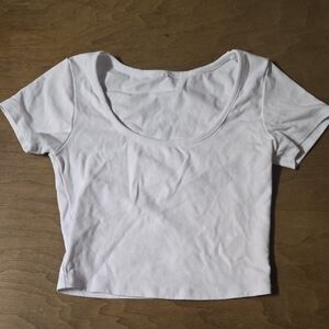 Classic White Scoop Neck Crop Top - Women